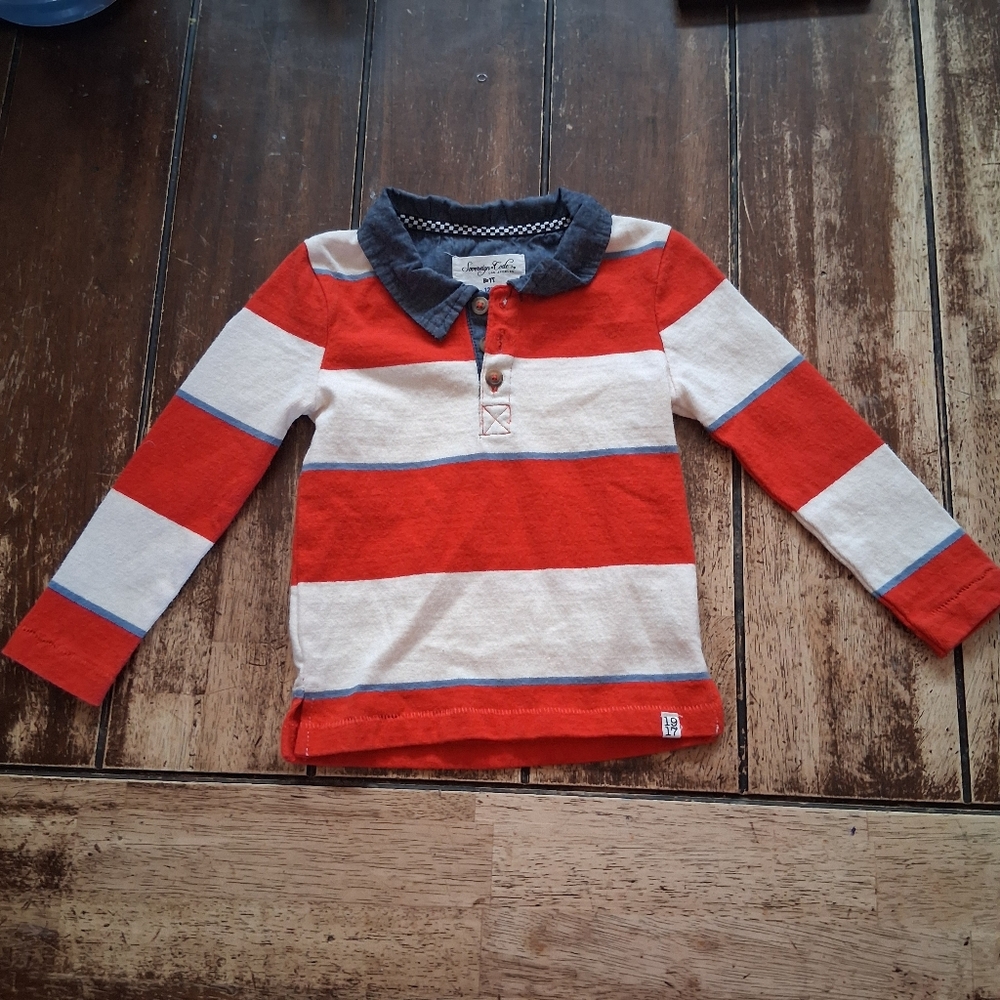 Sovereign Code red & white striped long sleeve polo shirt boys  Size 12 months